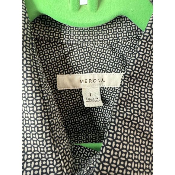 Merona Printed Punk Goth Silk Screened Button Down Unisex Large - Picture 3 of 3